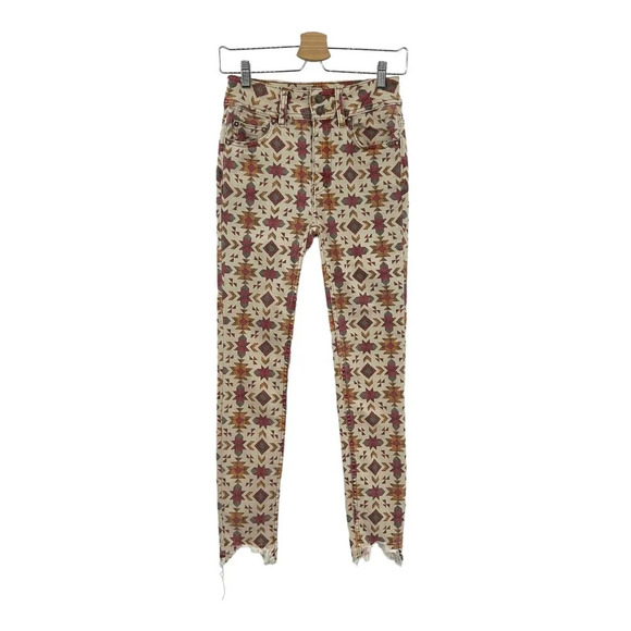 Free People Wild Child Skinny Jeans Geometric Printed Aztec Size 25 - Picture 2 of 12